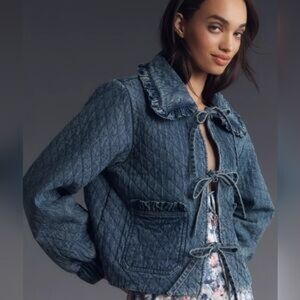 Avec Les Filles Blue Quilted Jean Jacket